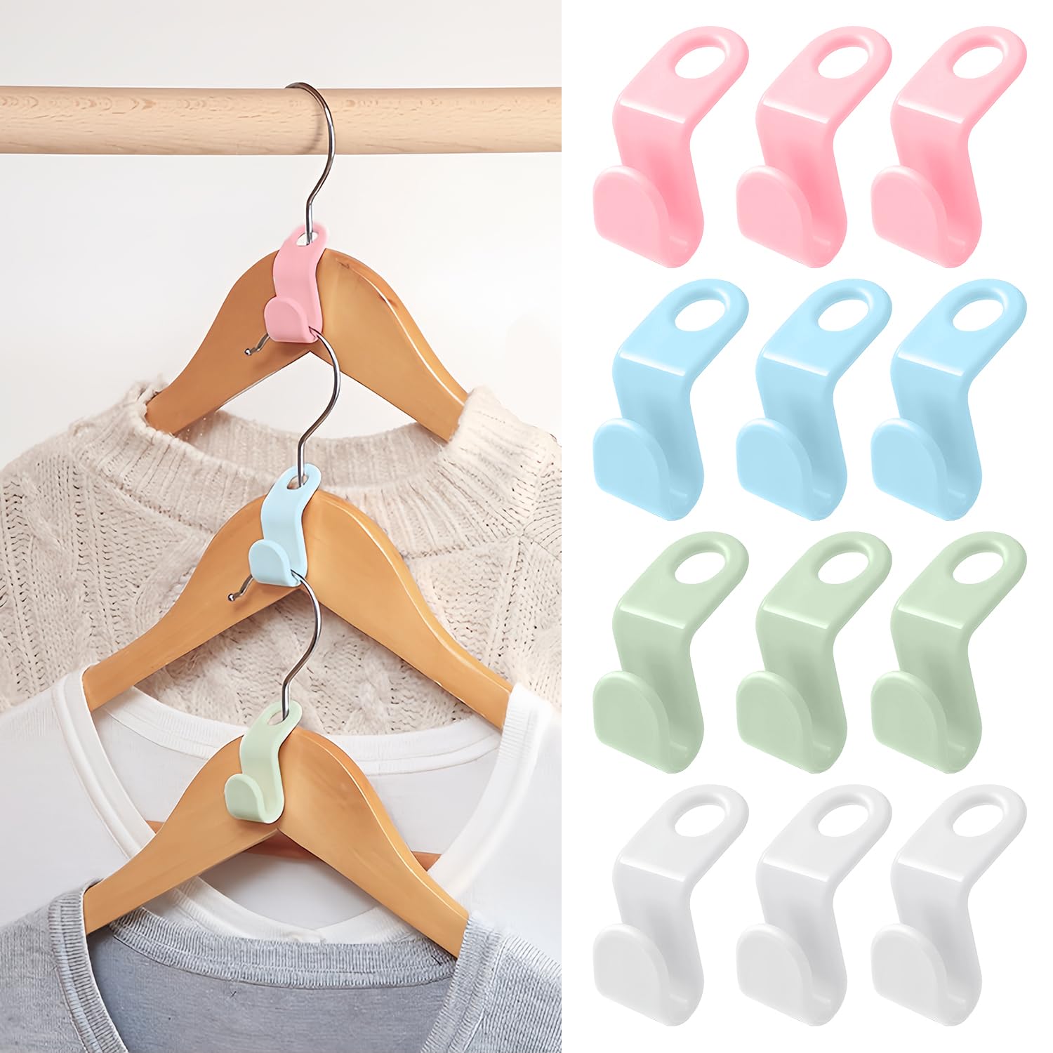 50 PCS Closet Space Saver - Sturdy Hanger Connector Hooks