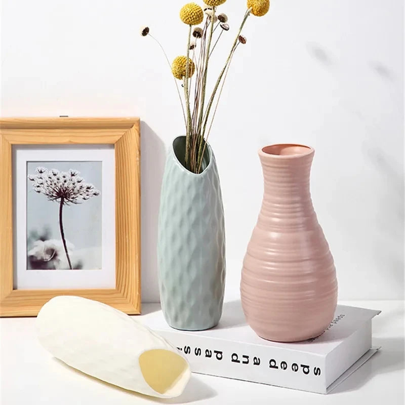 Nordic Plastic Vase Simple Small Fresh Flower Pot Storage Bottle For Flowers Living Room Modern Home Decorations Ornaments