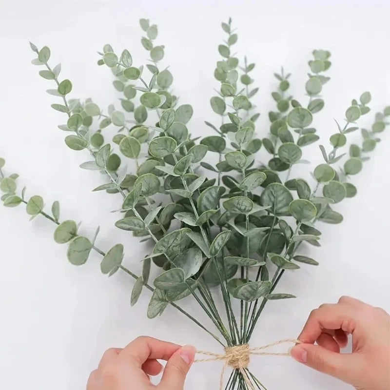 5/10/20Pcs Of Eucalyptus Leaf Stems Green Artificial Plants For Living Room Decoration Bride Wedding Vases Flowers Bouquet Decor