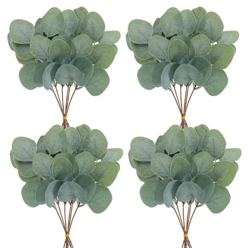 5/10/20Pcs Of Eucalyptus Leaf Stems Green Artificial Plants For Living Room Decoration Bride Wedding Vases Flowers Bouquet Decor